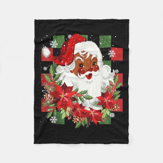 Manta Polar Merry Christmas Santa Claus Black Afro African Ame (Anverso)