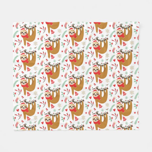 Manta Polar Merry Christmas Sloth | Vacaciones (Frente (Horizontal))