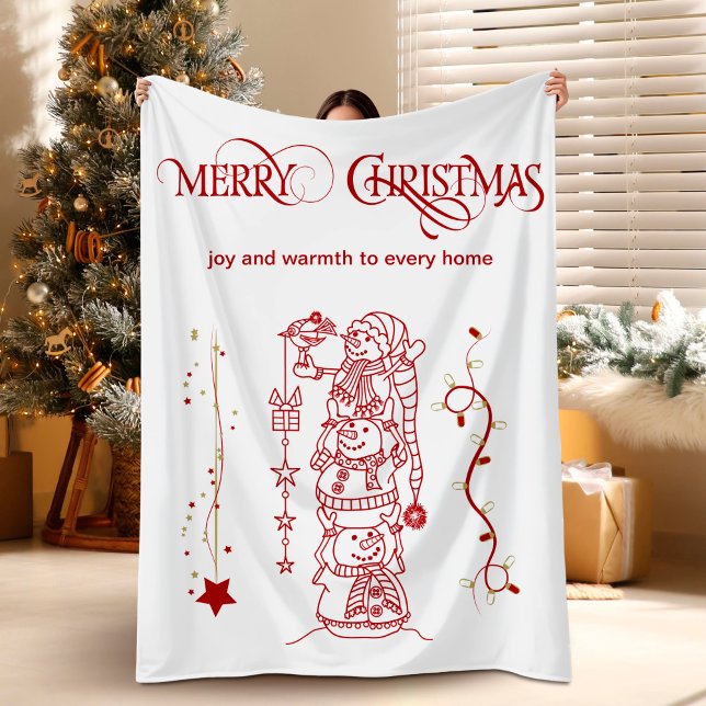 Manta Polar Merry Christmas Snowman Holiday  (Merry Christmas Snowman Holiday Fleece Blanket)