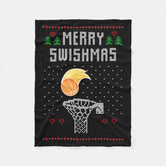 Manta Polar Merry Christmas Swishmas Basketball Xmas Gift Ugly (Anverso)