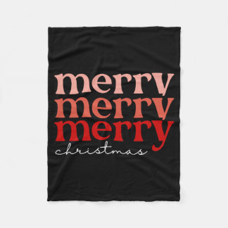 Manta Polar Merry Christmas Text Greeting Red Green Girl 