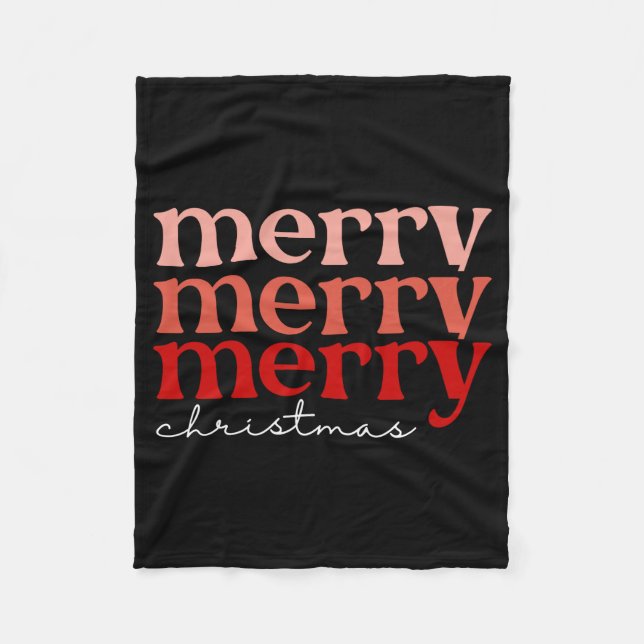 Manta Polar Merry Christmas Text Greeting Red Green Girl  (Anverso)