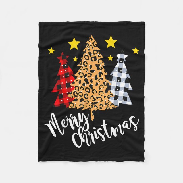 Manta Polar Merry Christmas Tree Buffalo Plaid Red Green Xmas  (Anverso)