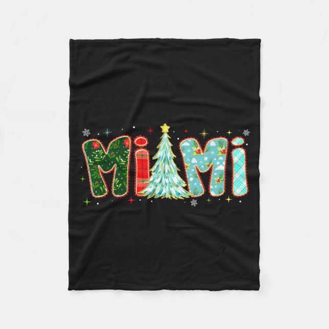 Manta Polar Merry Christmas Tree Plaid Mimi Aesthetic Mom Mama (Anverso)