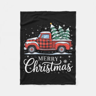 Manta Polar Merry Christmas Truck Xmas Red Plaid Family Christ