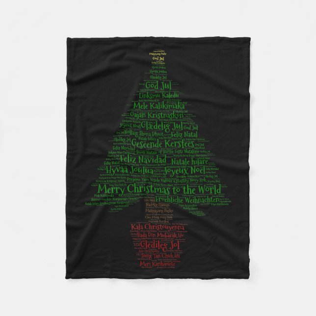 Manta Polar Merry Christmas World Languages Word Tree  (Anverso)