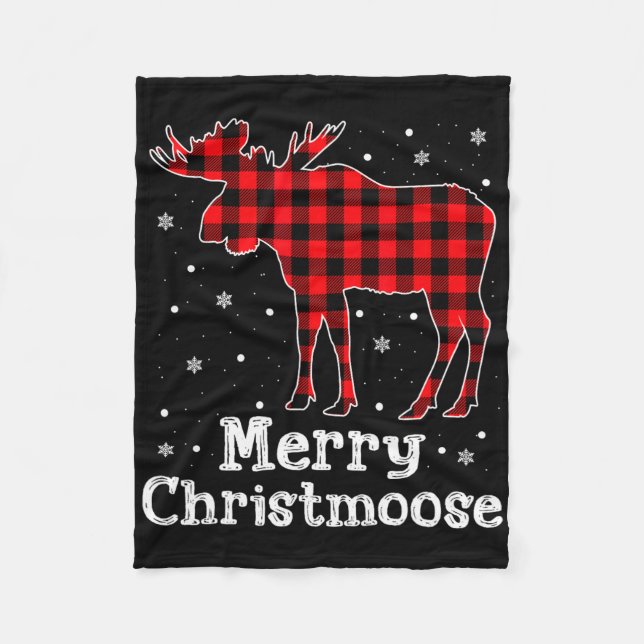 Manta Polar Merry Christmoose Buffalo Plaid Christmas Moose  (Anverso)