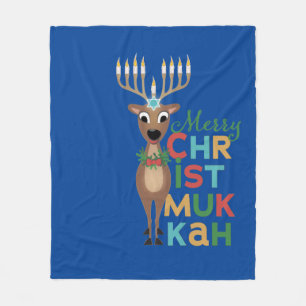 Manta Polar Merry Christmukkah Reindeer