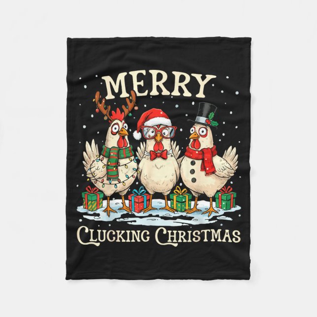 Manta Polar Merry Clucking Christmas Chicken Farm Animal Xmas  (Anverso)