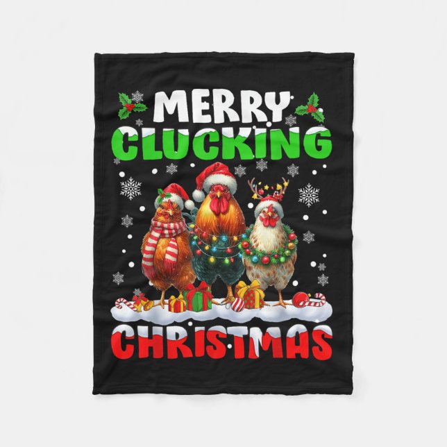 Manta Polar Merry Clucking Christmas Funny Chicken Santa Hat X (Anverso)