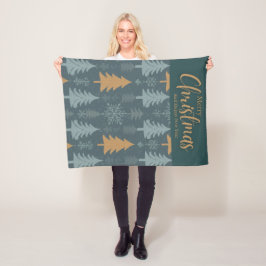 Manta Polar merry crishtmas green pattern 