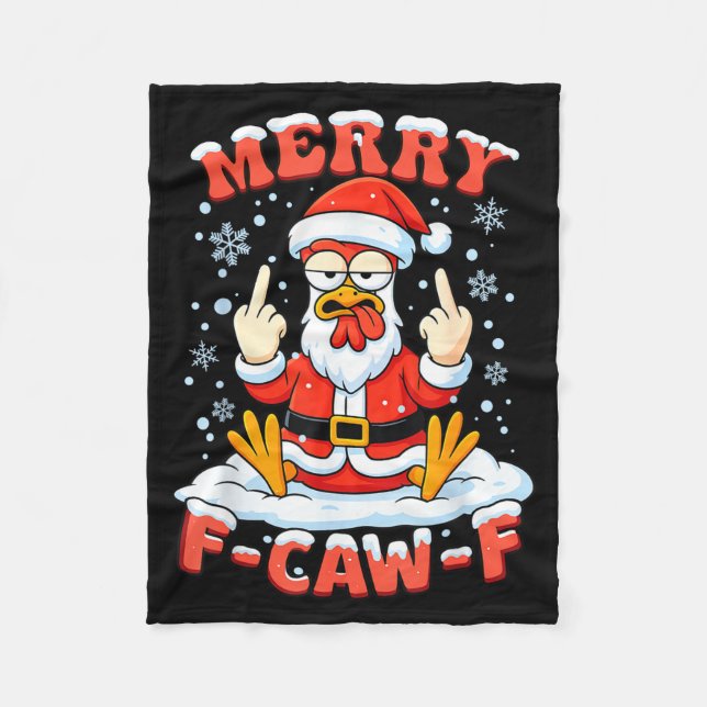Manta Polar Merry F-caw-f Chicken Christmas Funny Rooster Men  (Anverso)