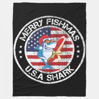 Manta Polar Merry Fishmas Bandera de Estados Unidos Gran Tibur