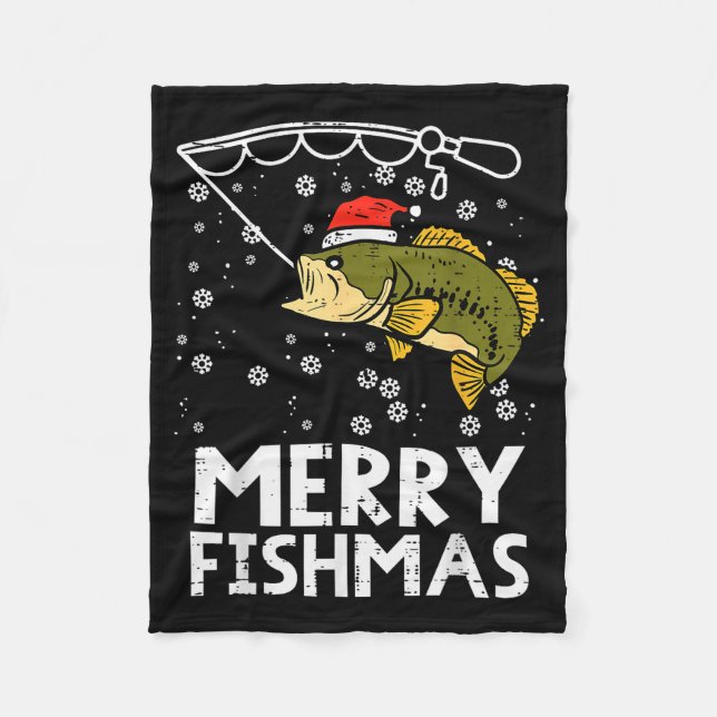 Manta Polar Merry Fishmas Fish Fishing Xmas Christmas Dad Men  (Anverso)