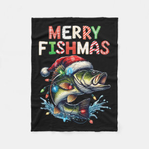 Manta Polar Merry Fishmas Santa Fishing Amantes Graciosos