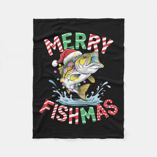 Manta Polar Merry Fishmas Santa Fishing Funny Fisher Christ (Anverso)