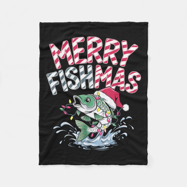 Manta Polar Merry Fishmas Santa Fishing Lovers Funny Fisherman (Anverso)