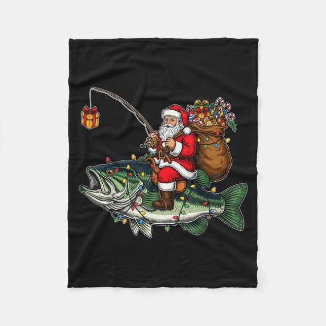 Manta Polar Merry Fishmas Santa Fishing Lovers Funny Fisherman (Anverso)