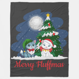 Manta Polar Merry Fluffmas Cute Cat Navidades