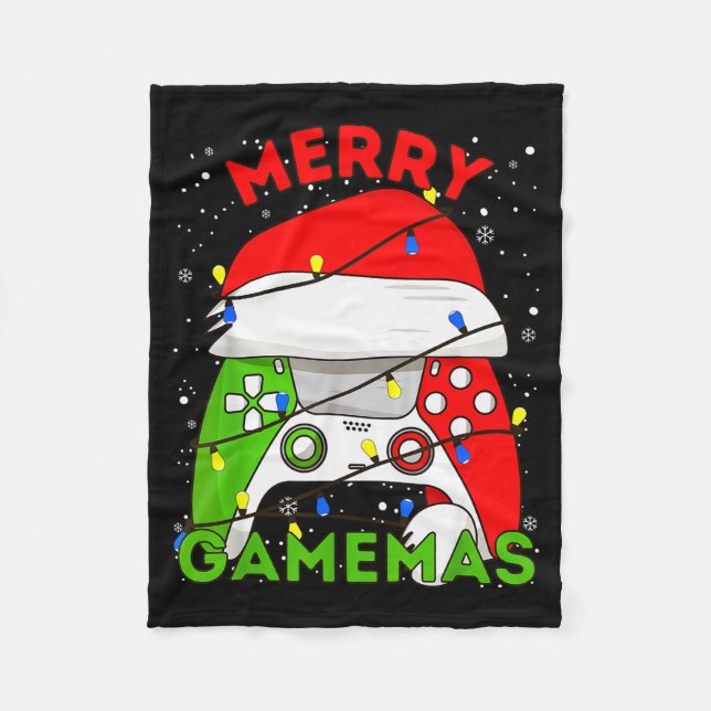 Manta Polar Merry Gamemas Santa Hat Gamer Controller Christmas (Anverso)