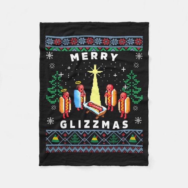 Manta Polar Merry Glizzmas Funny Ugly Christmas Sweater Glizzy (Anverso)