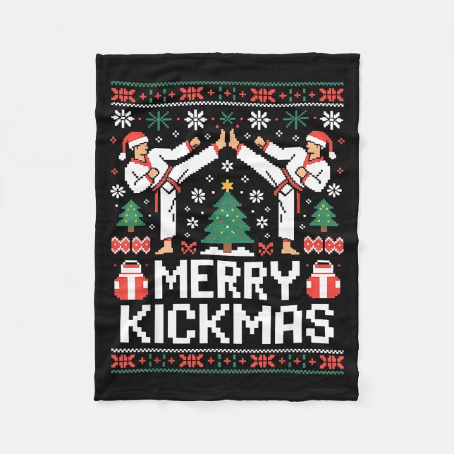 Manta Polar Merry Kickmas Karate Jiu Jitsu Ugly Christmas Desi (Anverso)