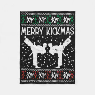Manta Polar Merry Kickmas Navidades feos Karate Jiu Jitsu Mart