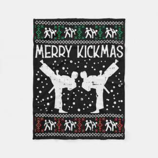 Manta Polar Merry Kickmas Navidades feos Karate Jiu Jitsu Mart