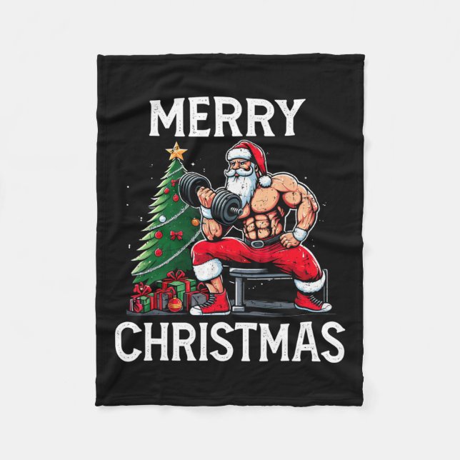 Manta Polar Merry Liftmas Funny Santa Xmas Gym Bodybuilding Ch (Anverso)