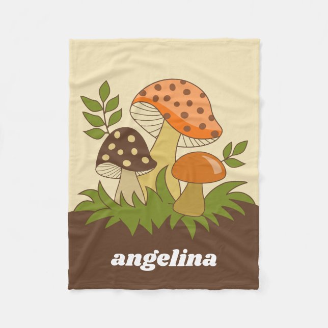 Manta Polar Merry Mushroom con nombre personalizado (Anverso)