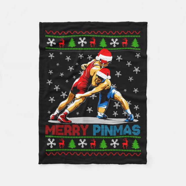 Manta Polar Merry Nmas Ugly Christmas Santa Claus Wrestling Bo (Anverso)