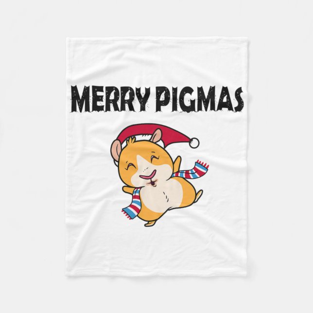Manta Polar Merry Pigmas Face Mask Funny Guinea Pig Christmas  (Anverso)