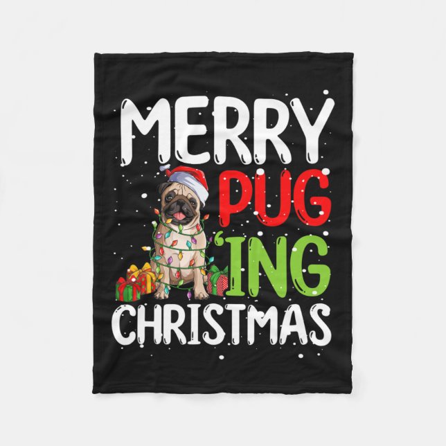 Manta Polar Merry Pugging Funny Pug Xmas Perfecto Para Cualqui (Anverso)