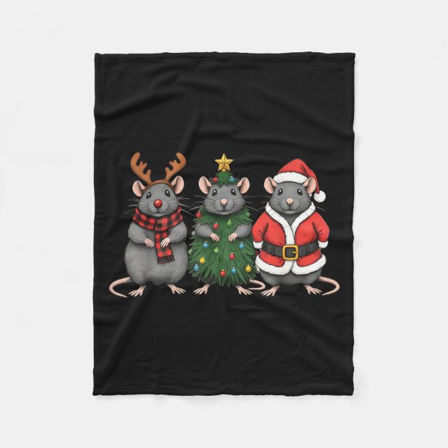 Manta Polar Merry Ratmas Christmas Santa Rat Mouse Lover Anima (Anverso)