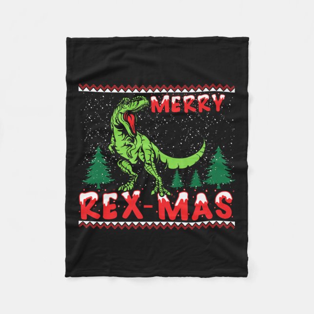 Manta Polar Merry Rex-mas T-rex Dinosaur Premium  (Anverso)