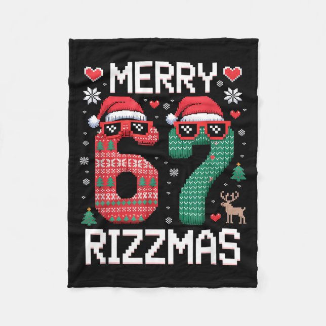 Manta Polar Merry Rizzmas 67 Knitted Sweater Sungles Funny  (Anverso)