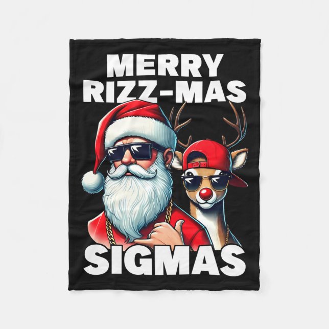 Manta Polar Merry Rizzmas Sigmas Gen Alpha Funny Christmas San (Anverso)