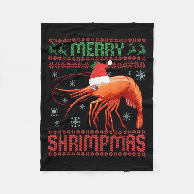 Manta Polar Merry Shrimpmas Funny Shrimp Ugly Christmas Sweate (Anverso)