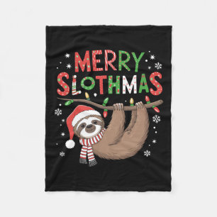 Manta Polar Merry Slothmas Santa Hat Pajamas Sloth Lover Chica