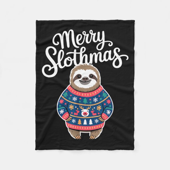 Manta Polar Merry Slothmas Sweater Funny Sloth Christmas Pajam (Anverso)