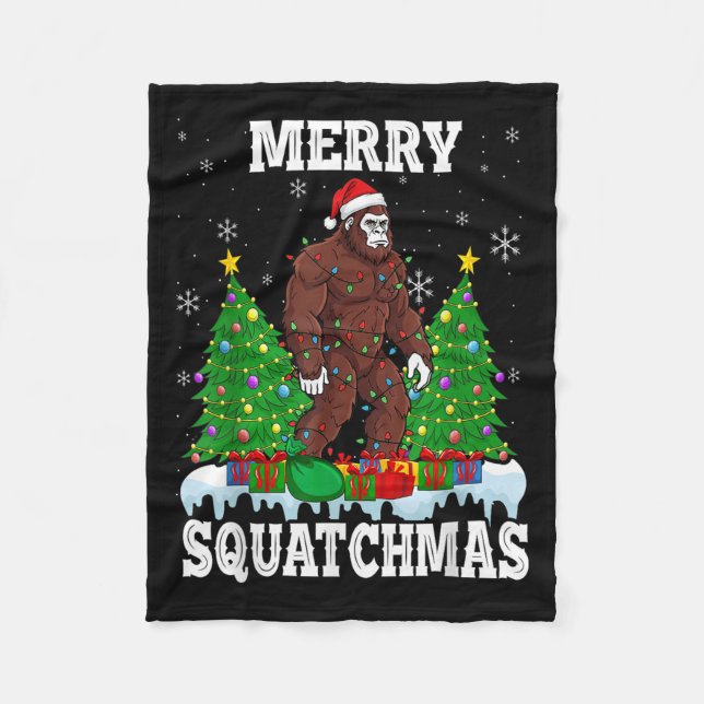 Manta Polar Merry Squatchmas Christmas Tree Santa Bigfoot Sasq (Anverso)