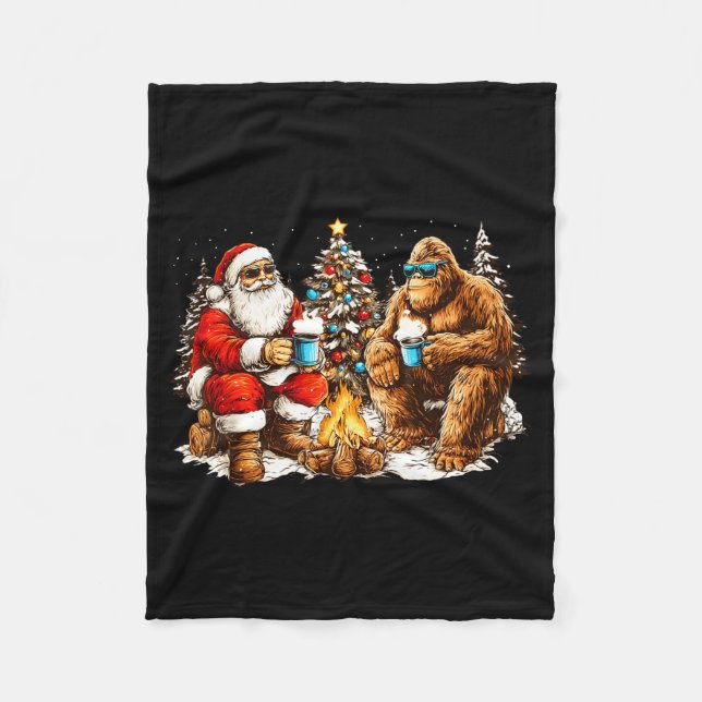 Manta Polar Merry Squatchmas Santa Bigfoot Campfire Mens Boys  (Anverso)