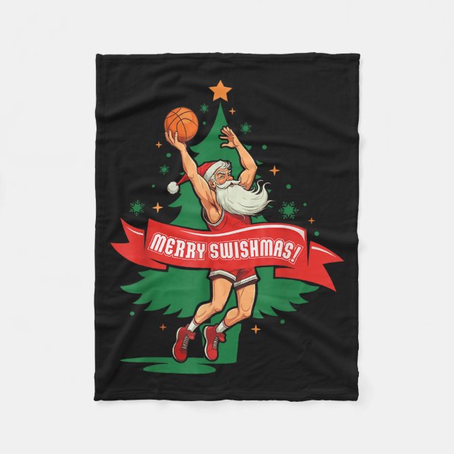 Manta Polar Merry Swishmas Basketball Santa Christmas Pajamas  (Anverso)