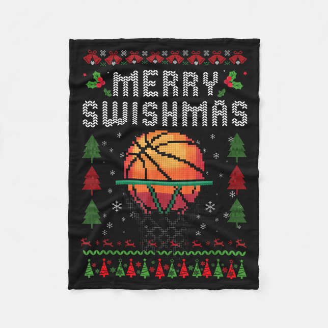 Manta Polar Merry Swishmas Basketball Ugly Christmas Graphic F (Anverso)