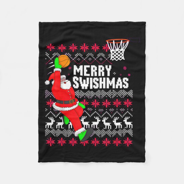 Manta Polar Merry Swishmas Basketball Ugly Christmas Xmas  (Anverso)