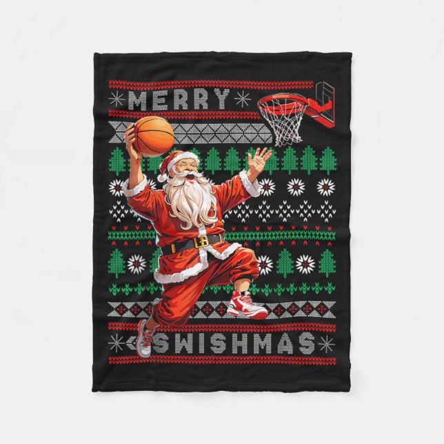 Manta Polar Merry Swishmas Basketball Ugly Christmas Xmas Men  (Anverso)