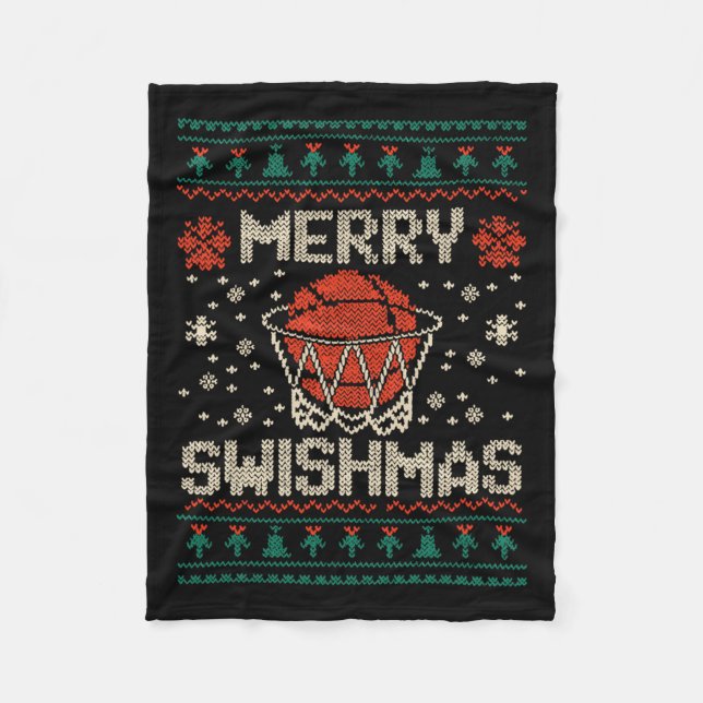 Manta Polar Merry Swishmas Navidades feos Sweater Bysketll (Anverso)