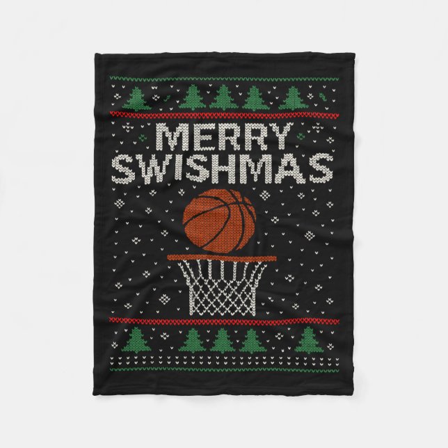 Manta Polar Merry Swishmas Ugly Christmas Sweater Basketball J (Anverso)