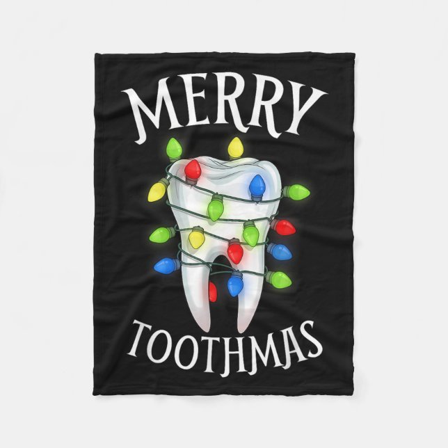 Manta Polar Merry Toothmas Christmas Light Molar Tooth Hygieni (Anverso)