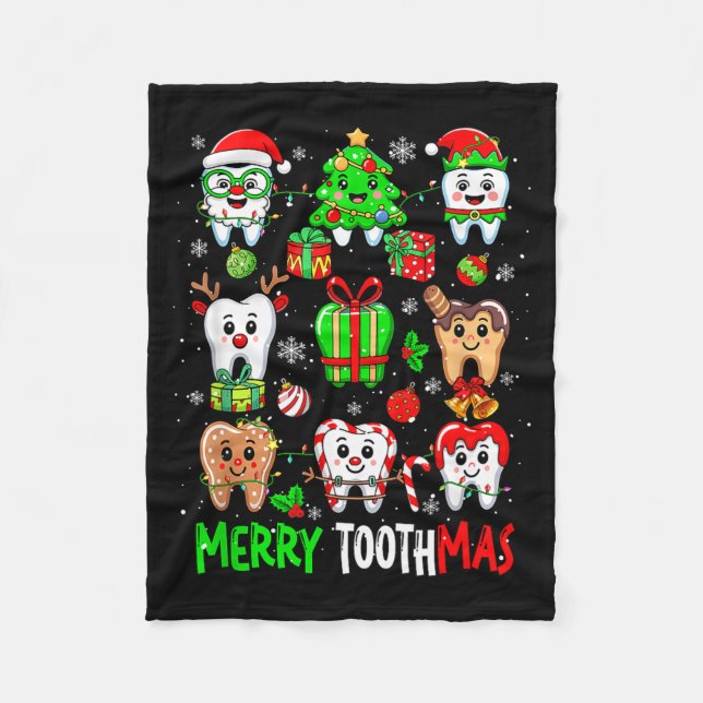 Manta Polar Merry Toothmas Teeth Collection Santa Reindeer Xma (Anverso)